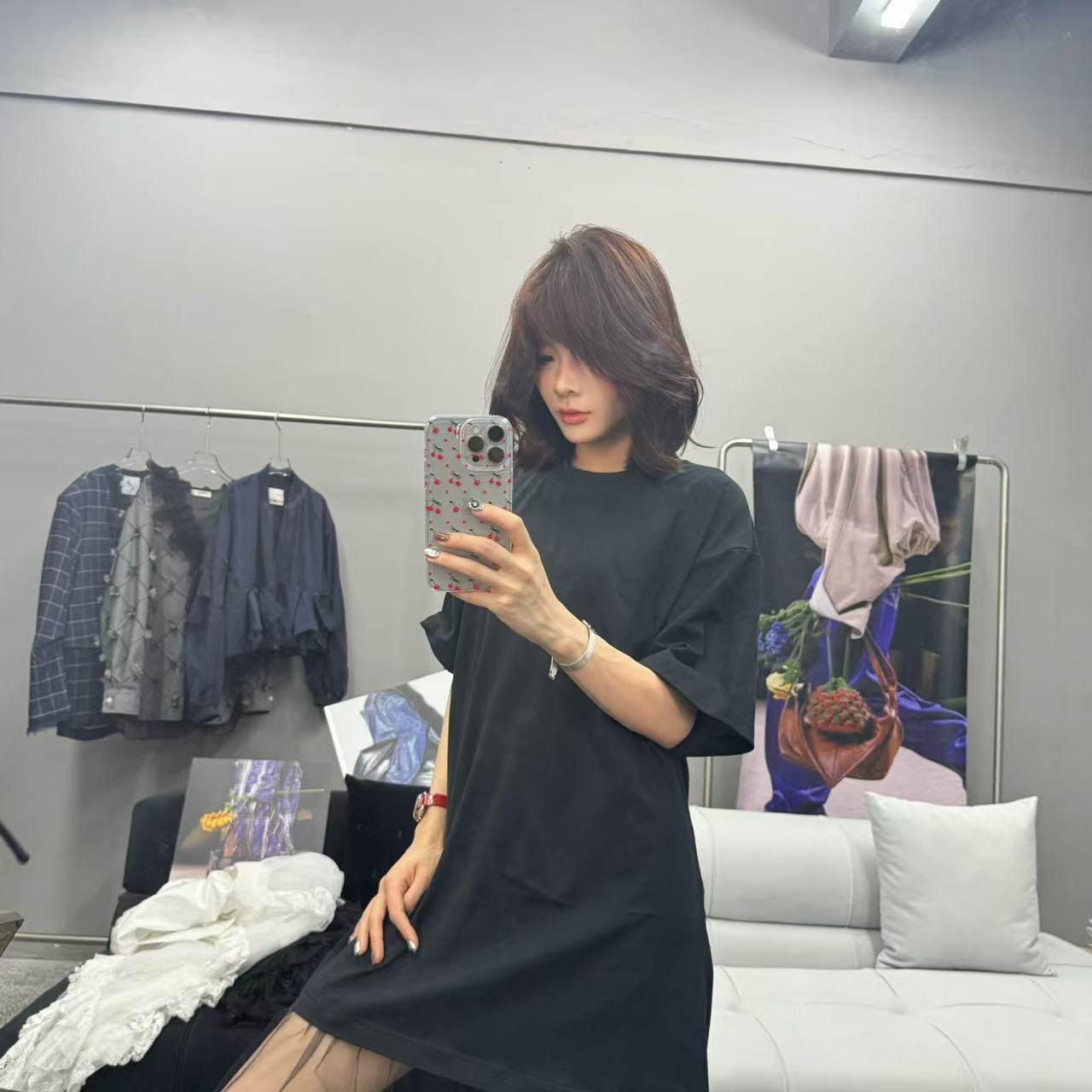 【丹麦夏日】小众设计师风轻奢2025春夏新款下摆网纱拼接连衣裙3609