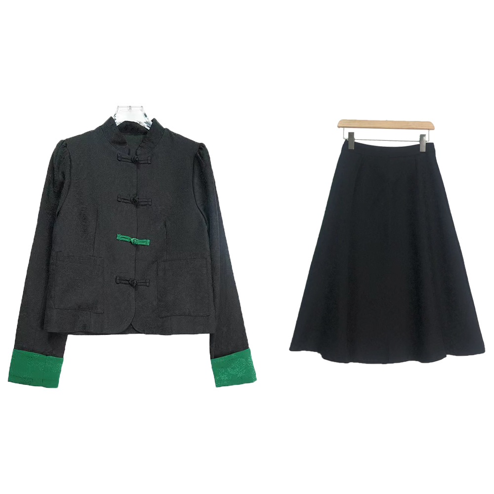 时尚小香风洋装中式黑色套装-E8067