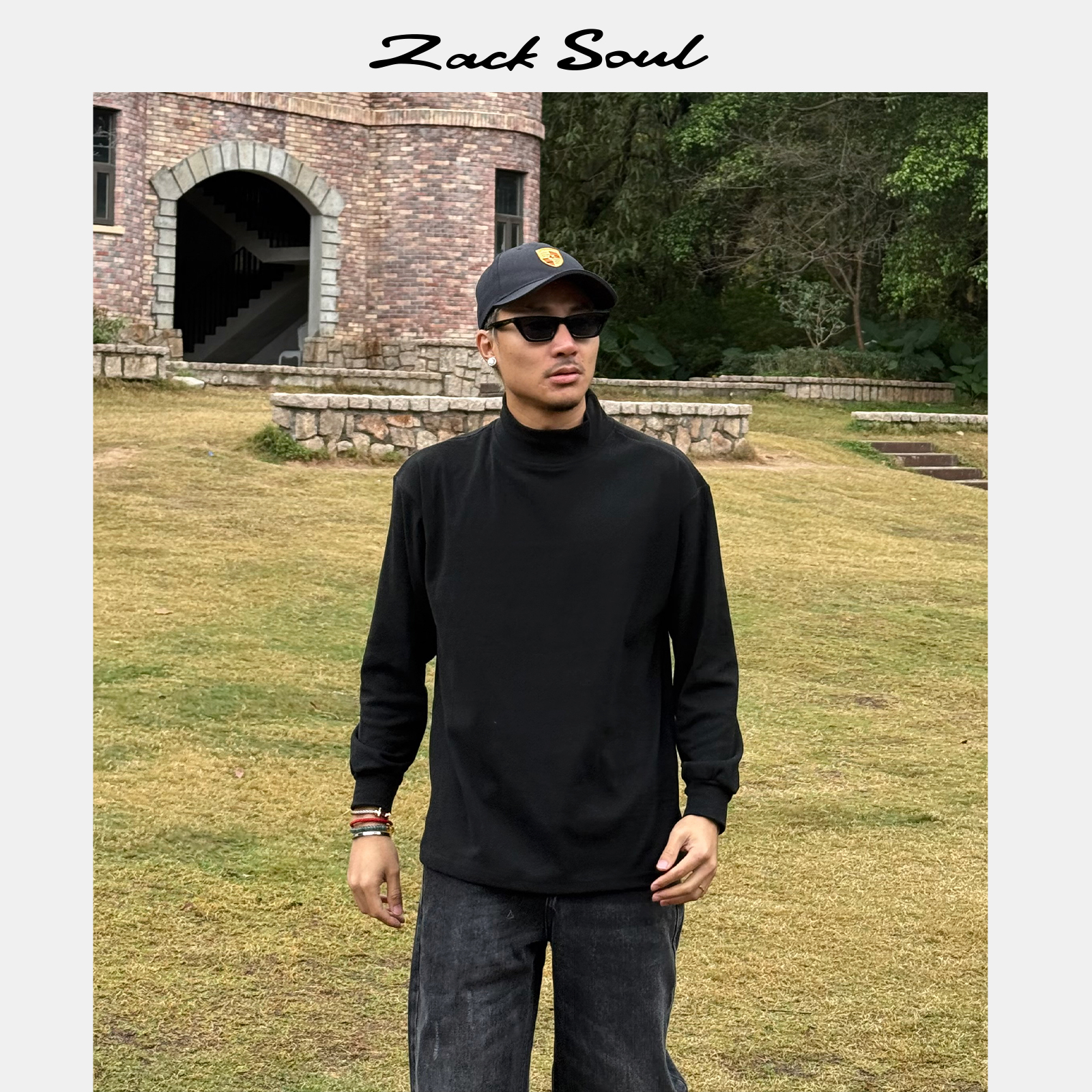 Zack校长zacksoul 300G阳离子锁温德绒半高领男士上衣蓄热保暖