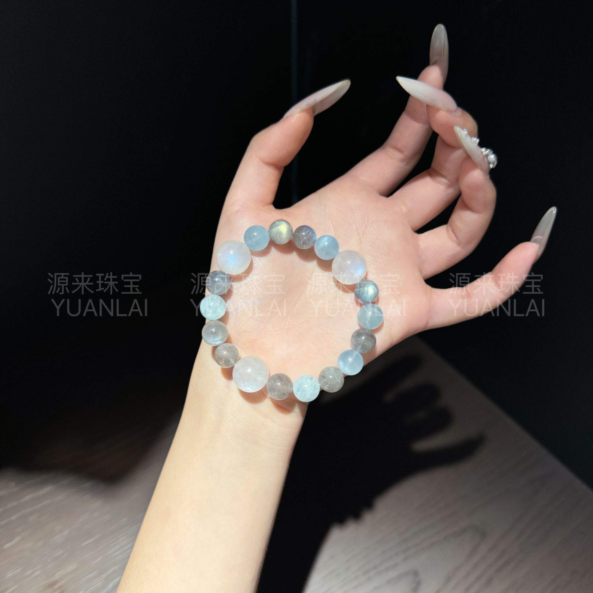 C*雾海月光*斯里兰卡蓝月光灰月光手串YL3308