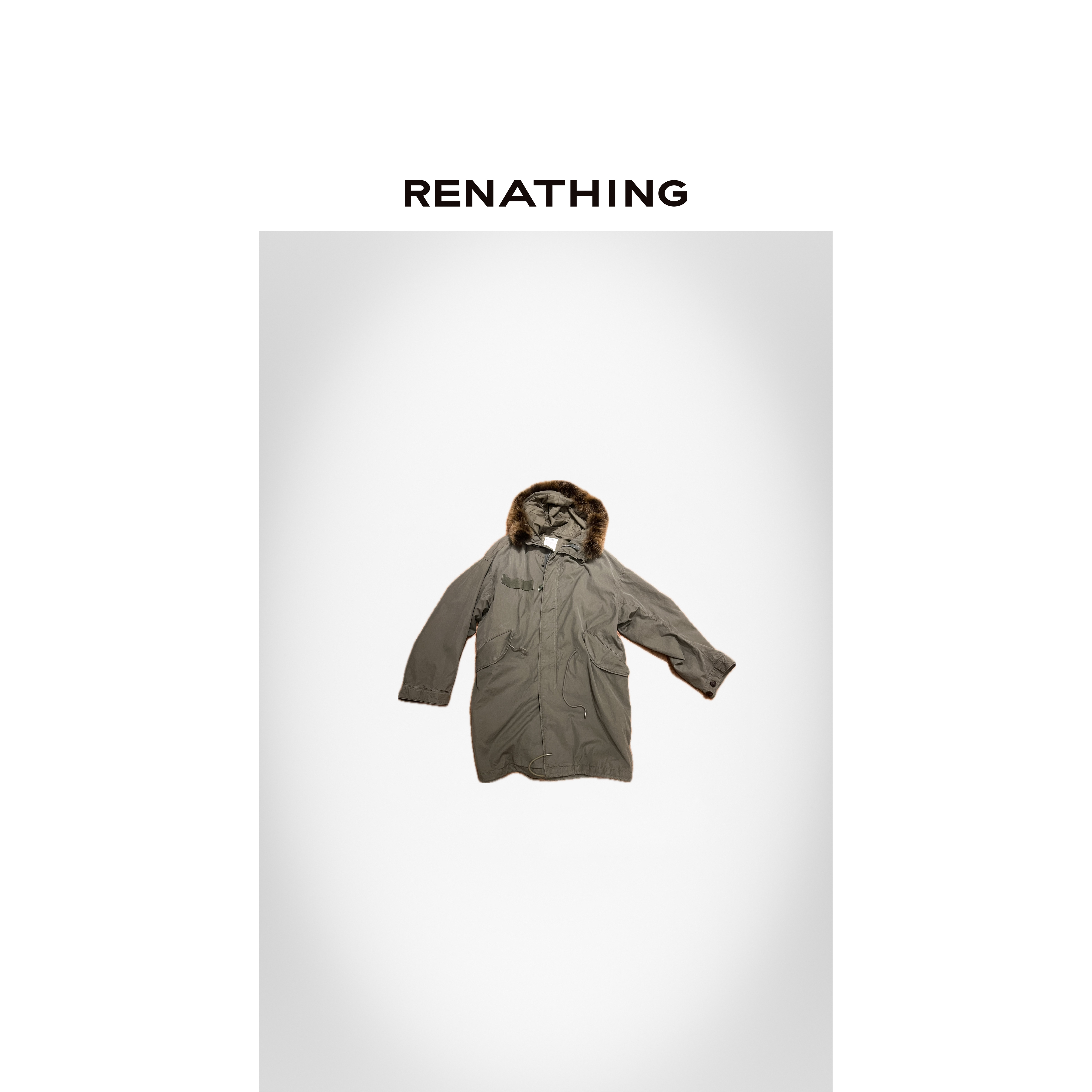 【RENATHING】毛领连帽工装棉服外套