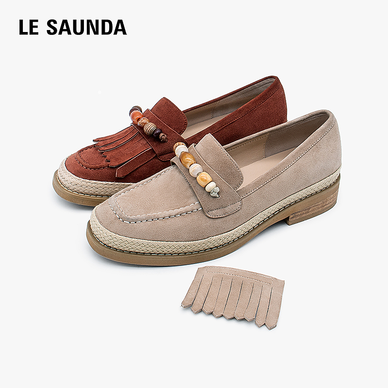 莱尔斯丹2025秋季新款复古粗跟英伦乐福百搭真皮单鞋女6T00301