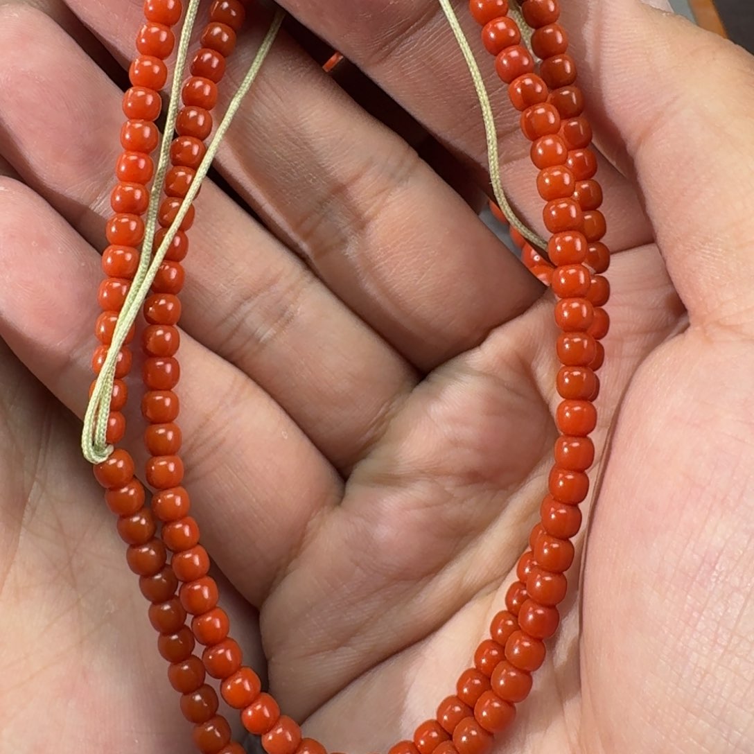 南红玛瑙柿子红老型长链4mm未镶嵌