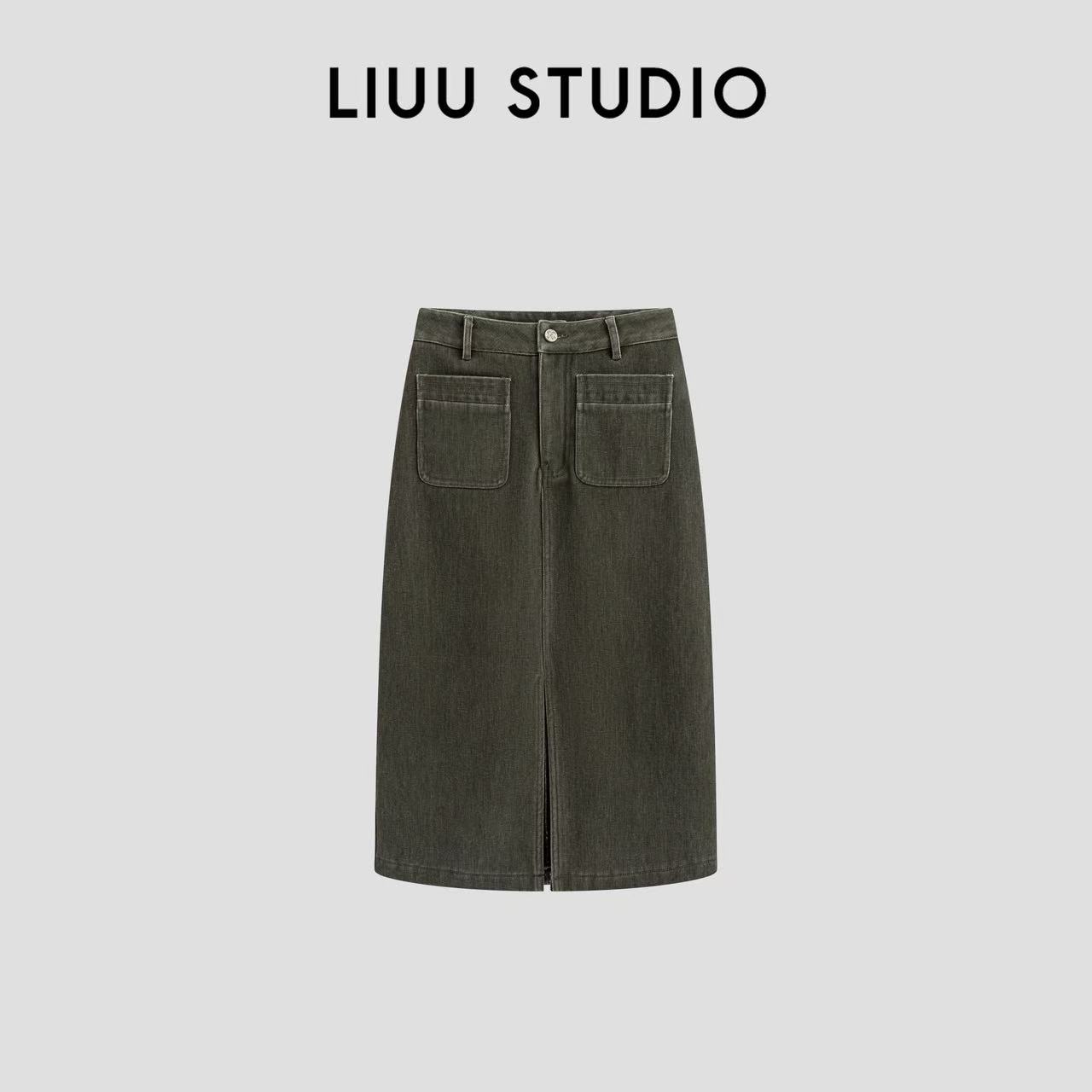 【LIUU】美式休闲 | 墨绿色轻复古 微A加绒半裙