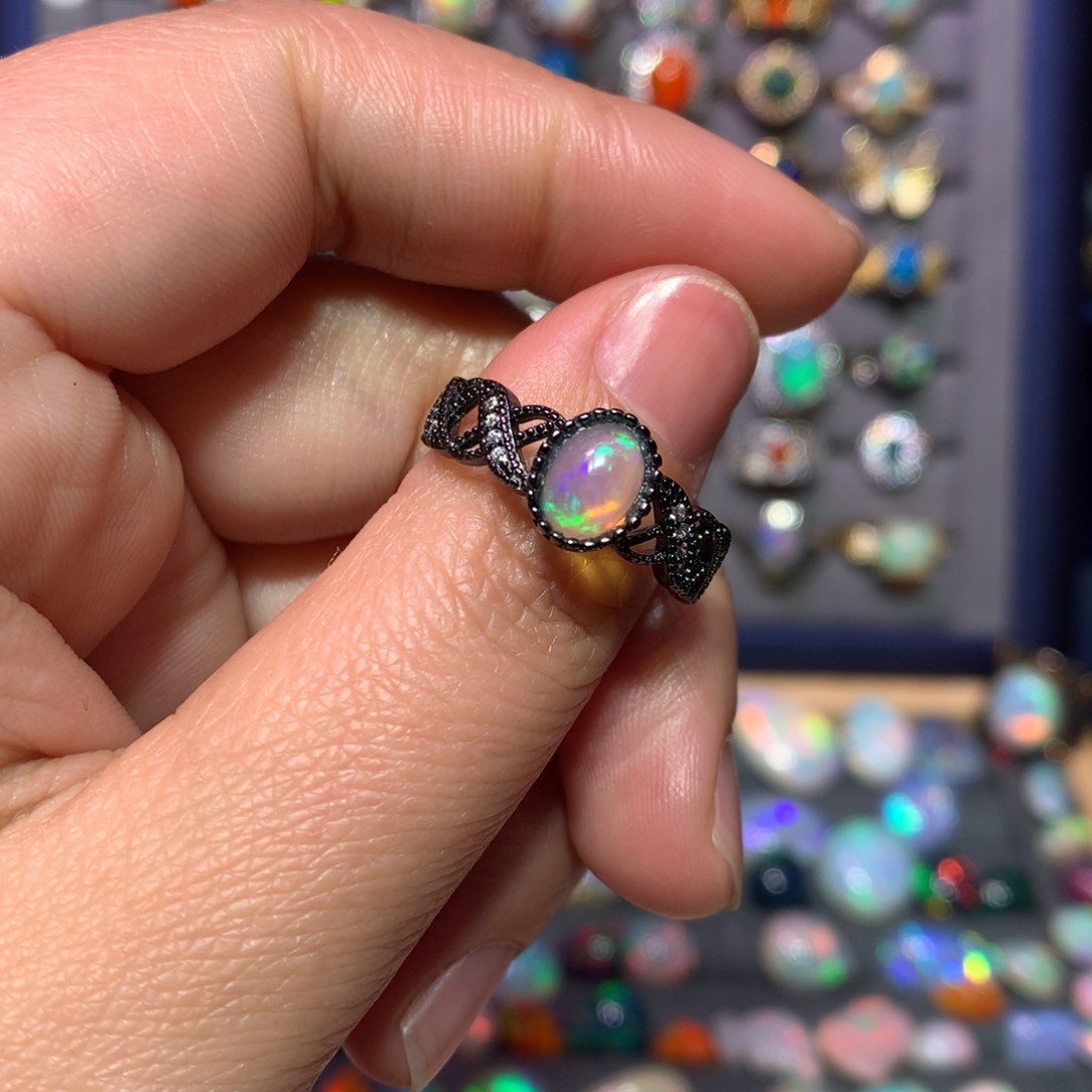 欧泊戒指款式银S925镶嵌