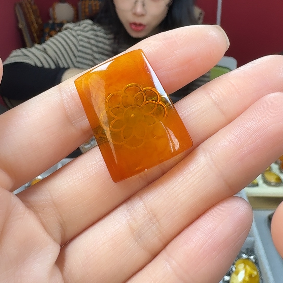 琥珀银S925镶嵌手链戒指