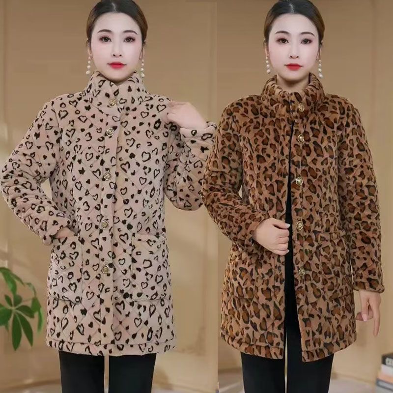 冬天女士新款加绒加厚中长罩衣三层保暖耐脏棉服妈妈干活棉袄外套