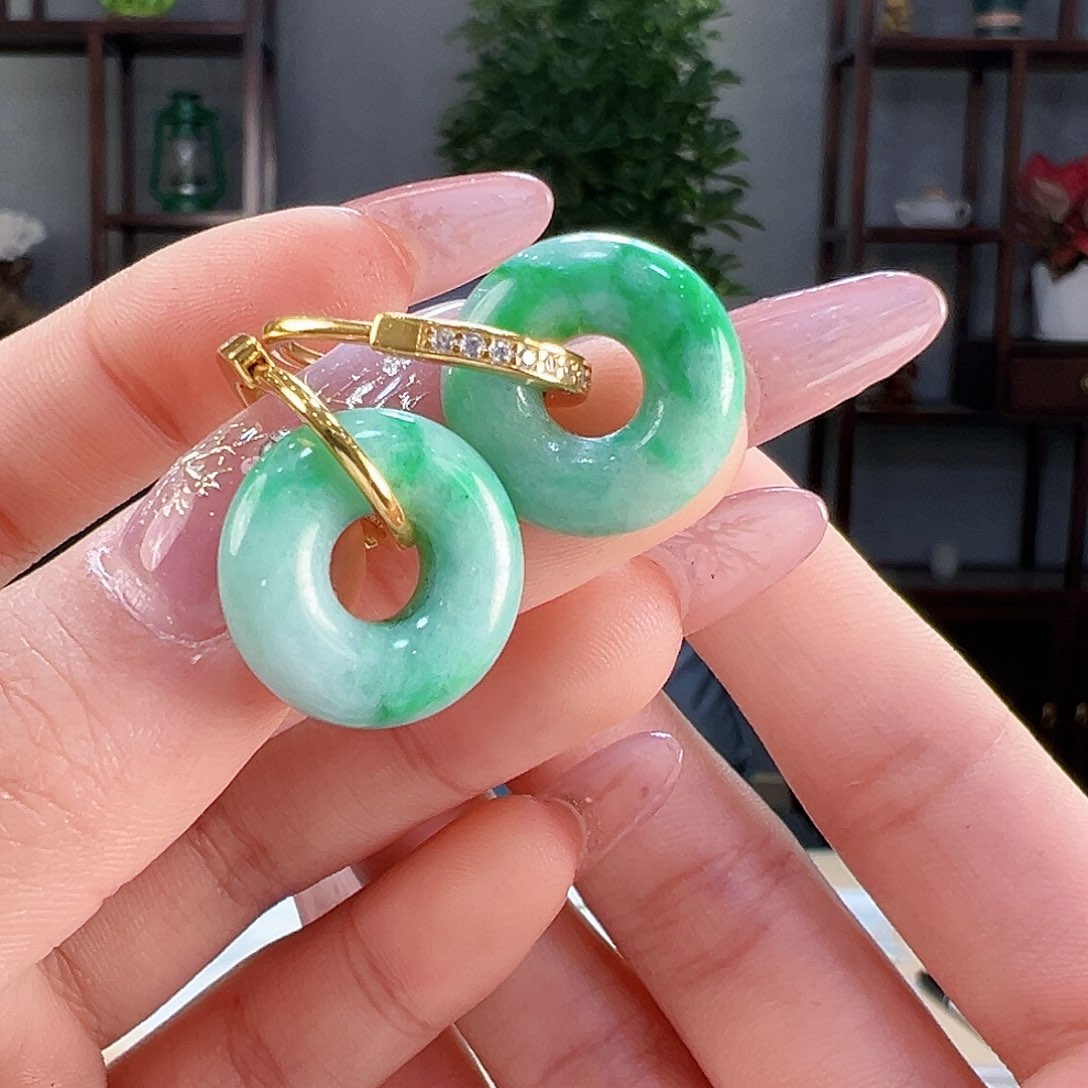 翡翠耳饰银S925镶嵌耳环22