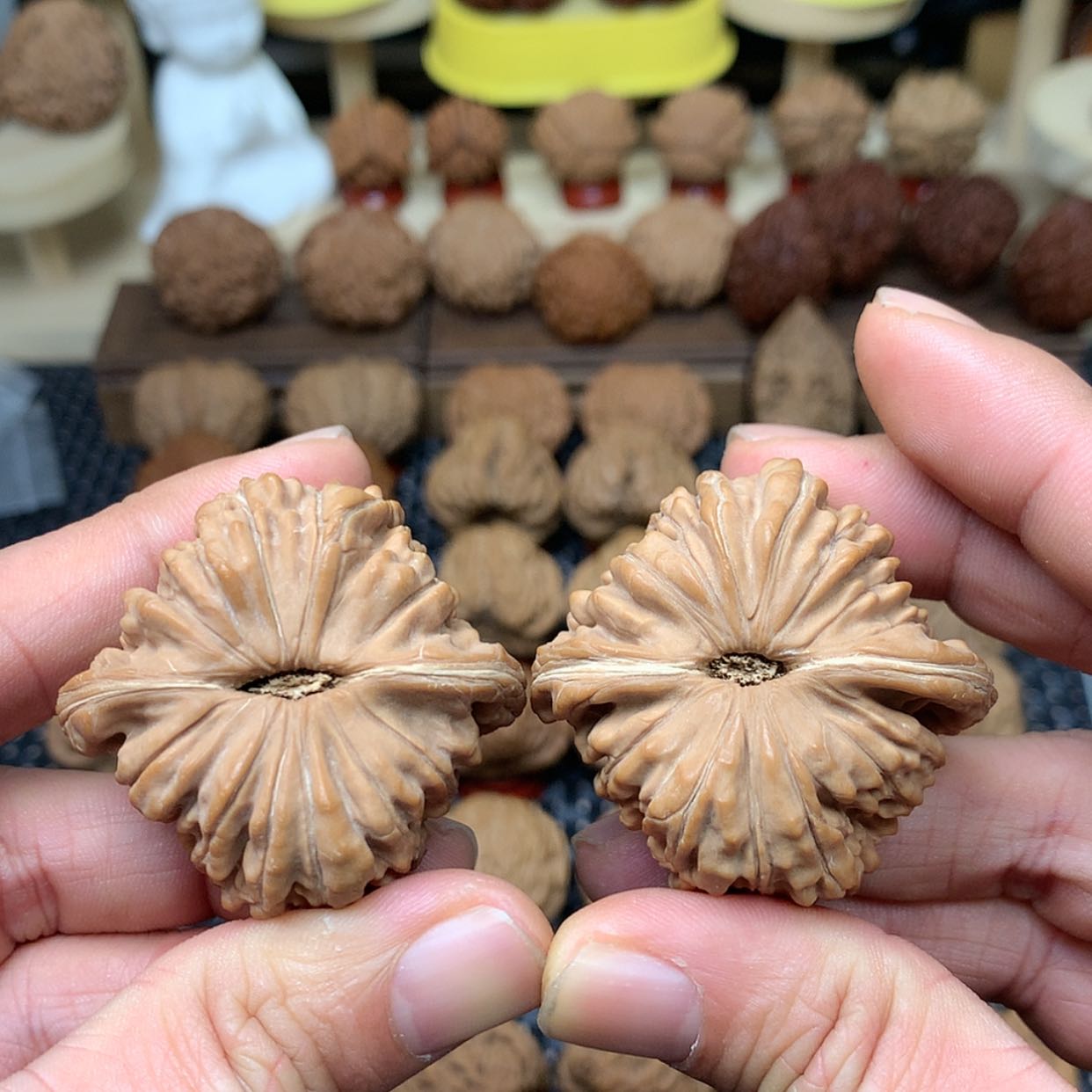 【闪购商品】文玩核桃把件全品山地四座楼狮子头46文玩核桃