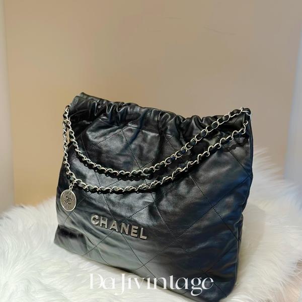 大吉中古/Chanel香奈儿黑银22bag中号斜挎包