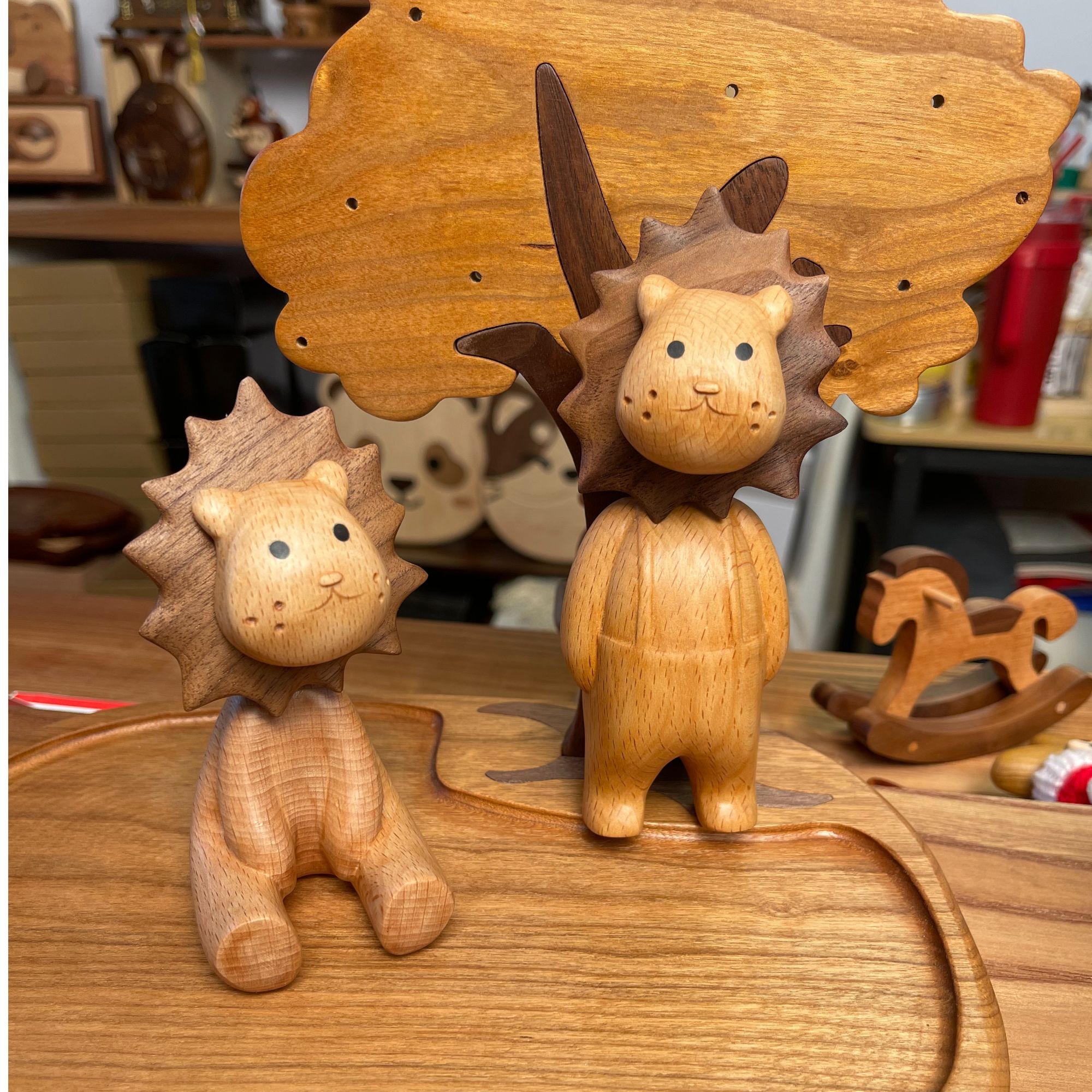 小狮子 创意实木摆件 