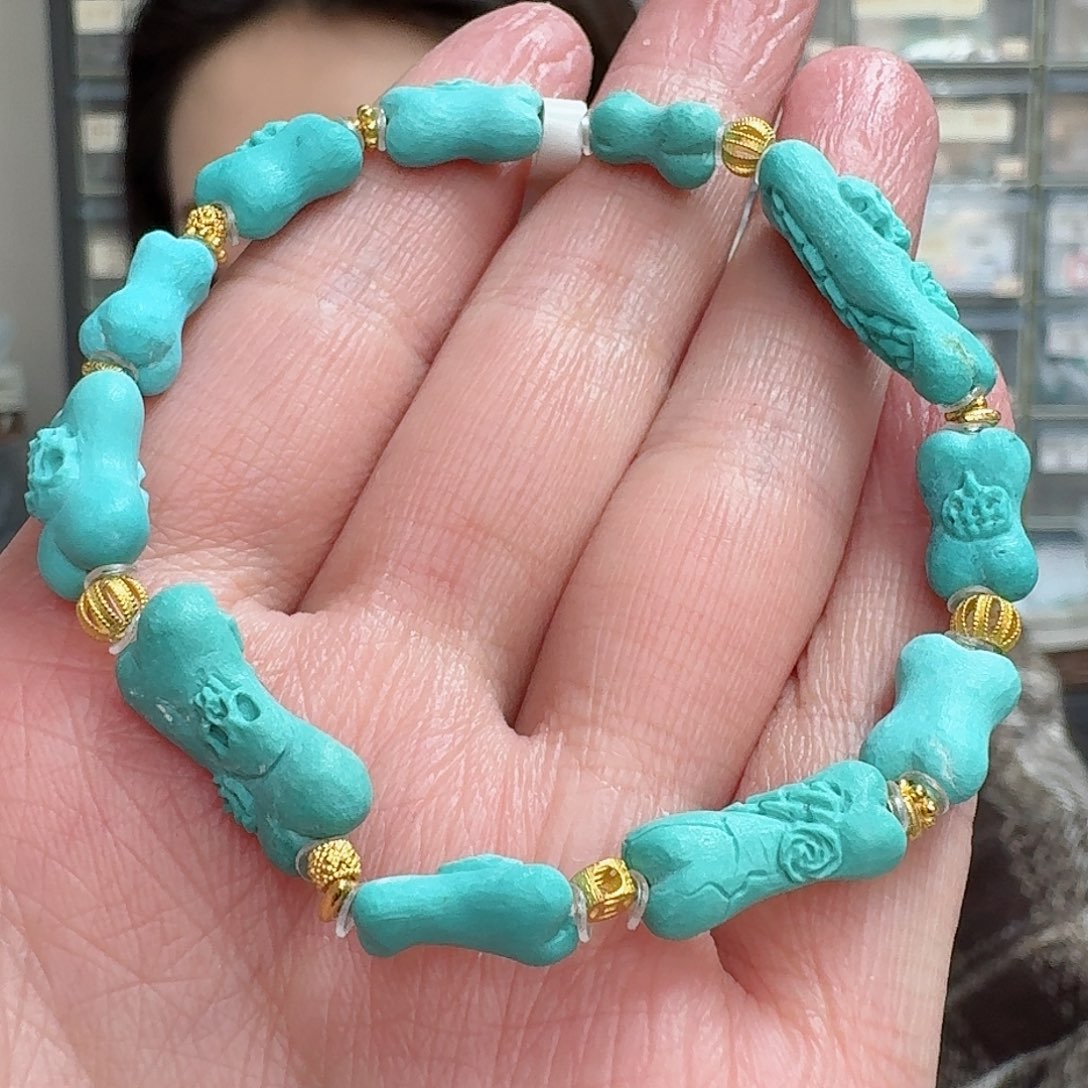 绿松石珠宝奇石18K金镶嵌