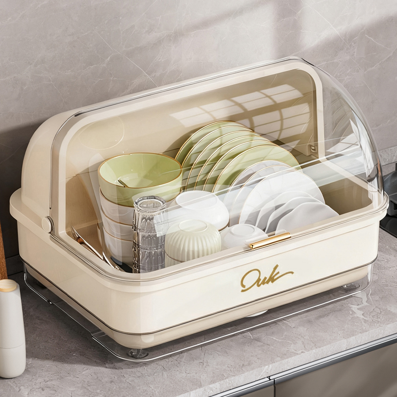 防尘碗筷收纳盒放碗碟收纳架厨房餐具置物架家用带盖沥水碗架碗柜