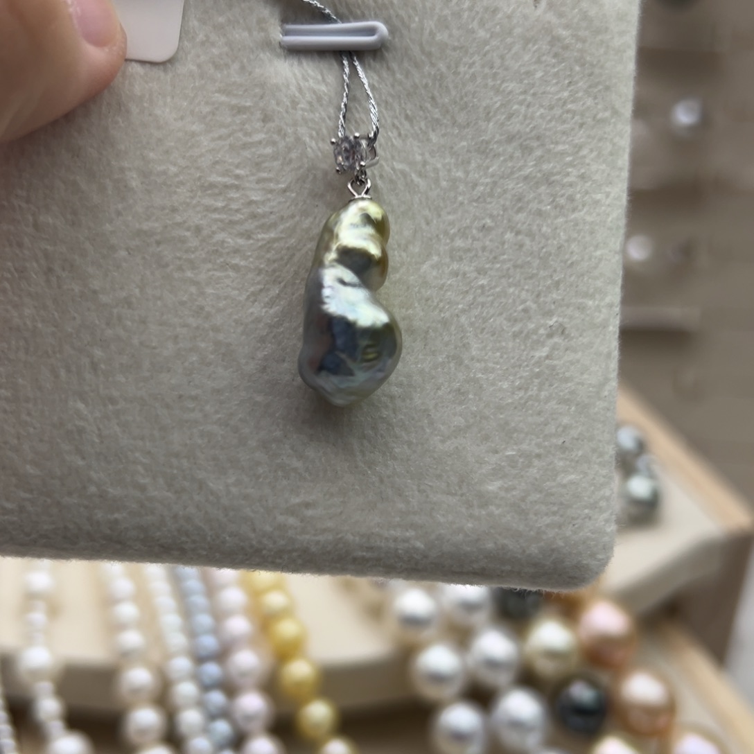 银S925镶嵌吊坠(不含链)海水珍珠海水金珠keshi戴妃