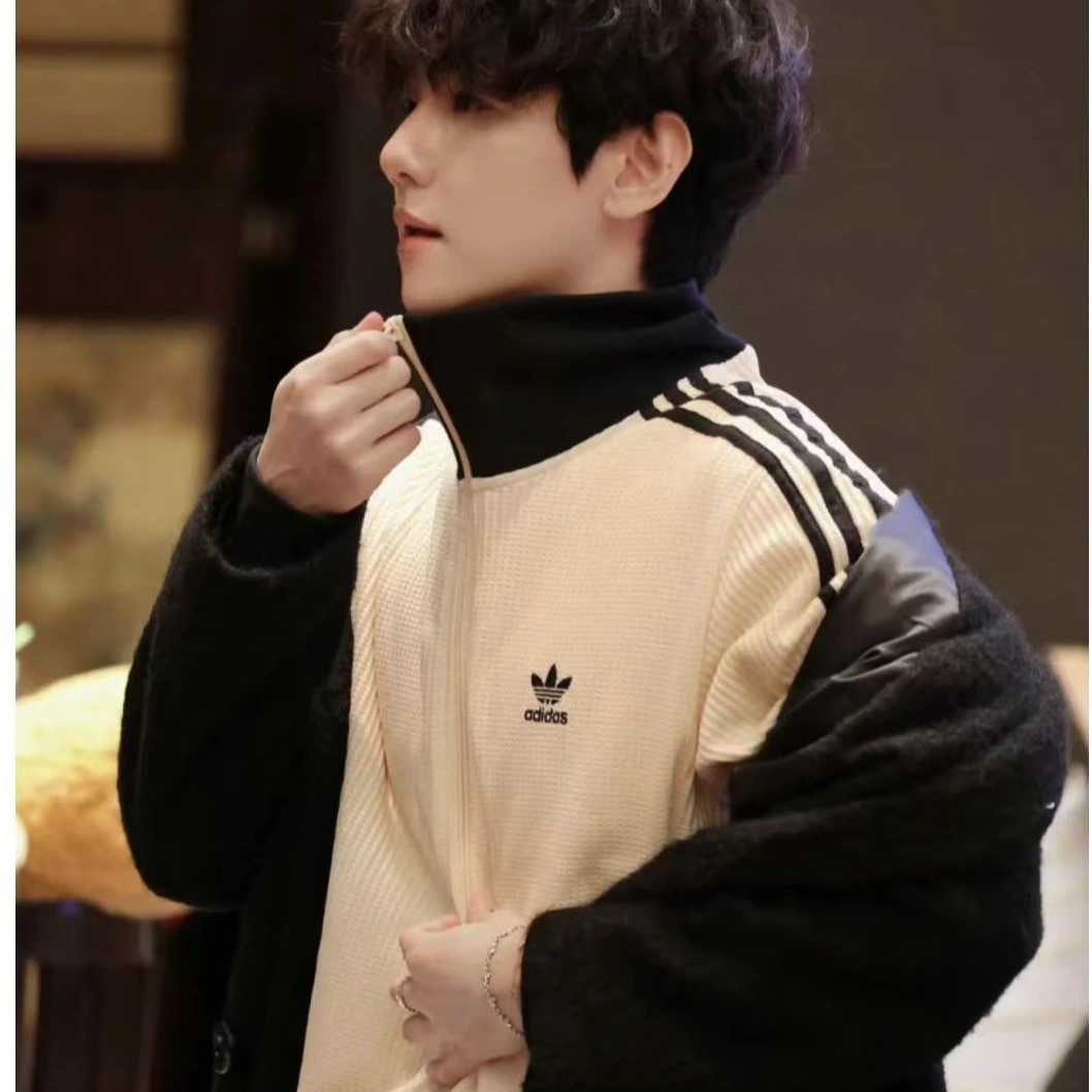 adidas/阿迪达斯热门时尚百搭华夫格运动夹克外套JW0109