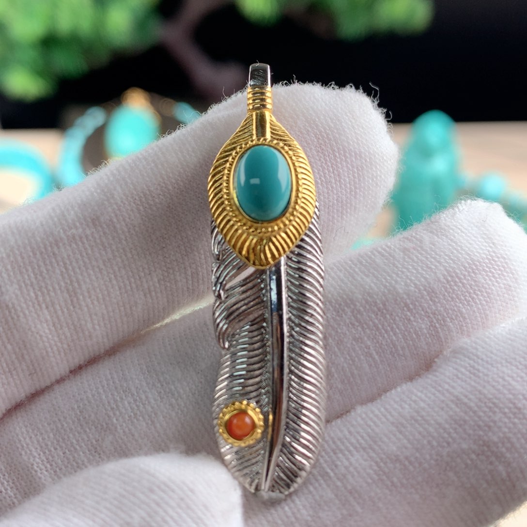 绿松石精品吊坠银S925镶嵌