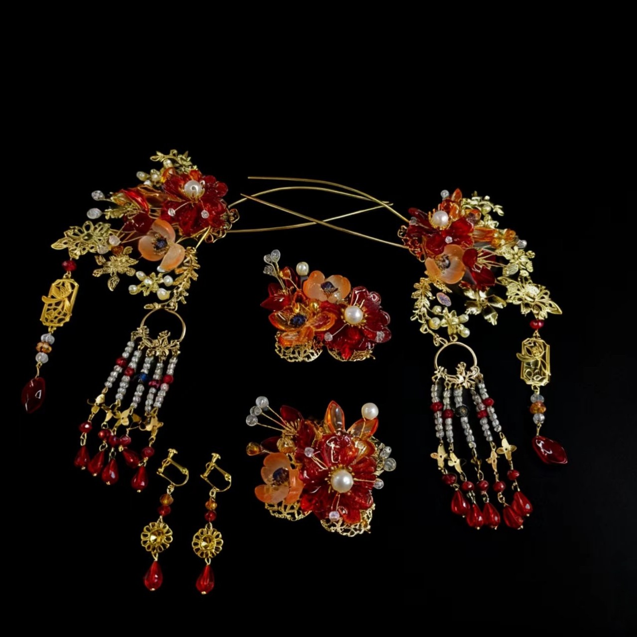 新娘无耳洞耳夹款古风耳环秀禾旗袍汉服跟妆订婚结婚百搭耳饰