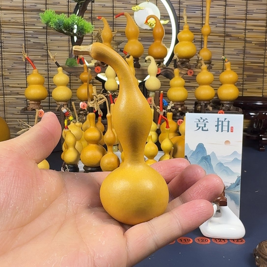 文玩葫芦长弯嘴本捻葫芦，高度10公分