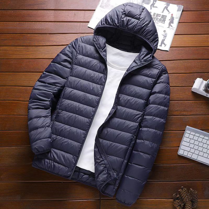 保暖连帽薄款多口袋压皱棉服棉衣青年学生轻便大码