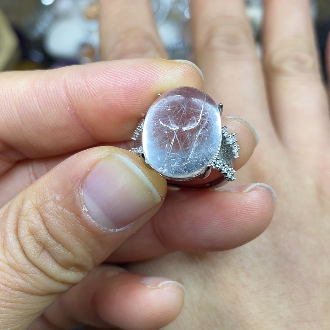 【闪购商品】银S925镶嵌珠宝半成品水晶戒指