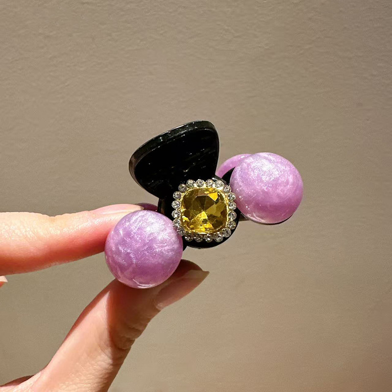 韩版网红猫眼镶水钻金碧辉煌高级珠珠鲨鱼夹发饰女甜美碎发夹