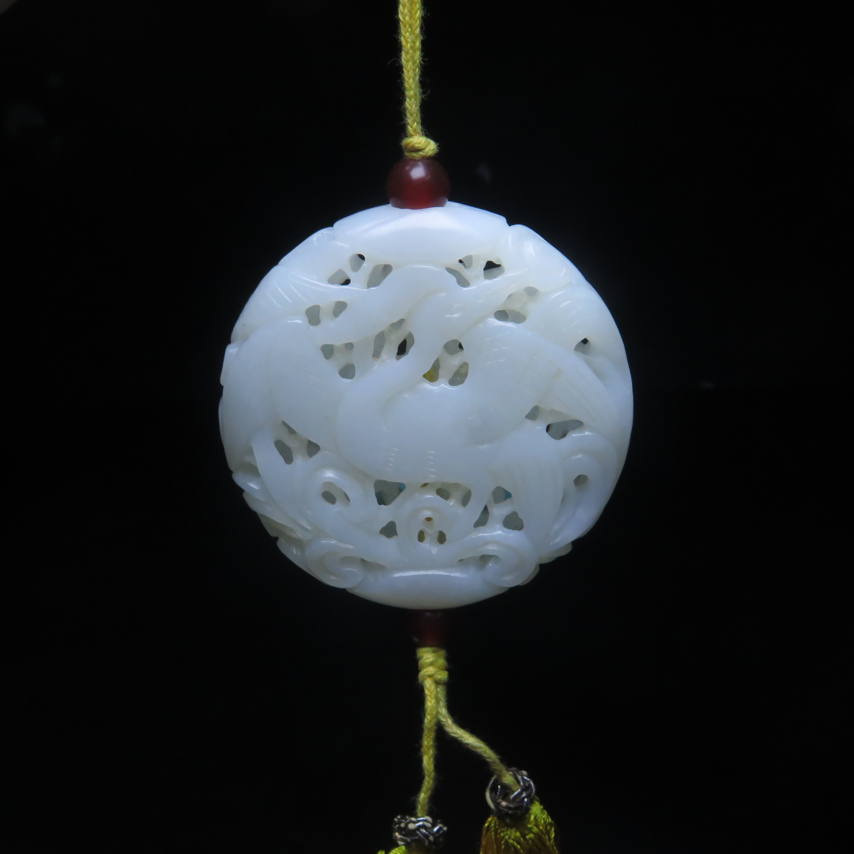 晚清白玉凤纹香囊佩/MZ624974/和田玉/民族文物