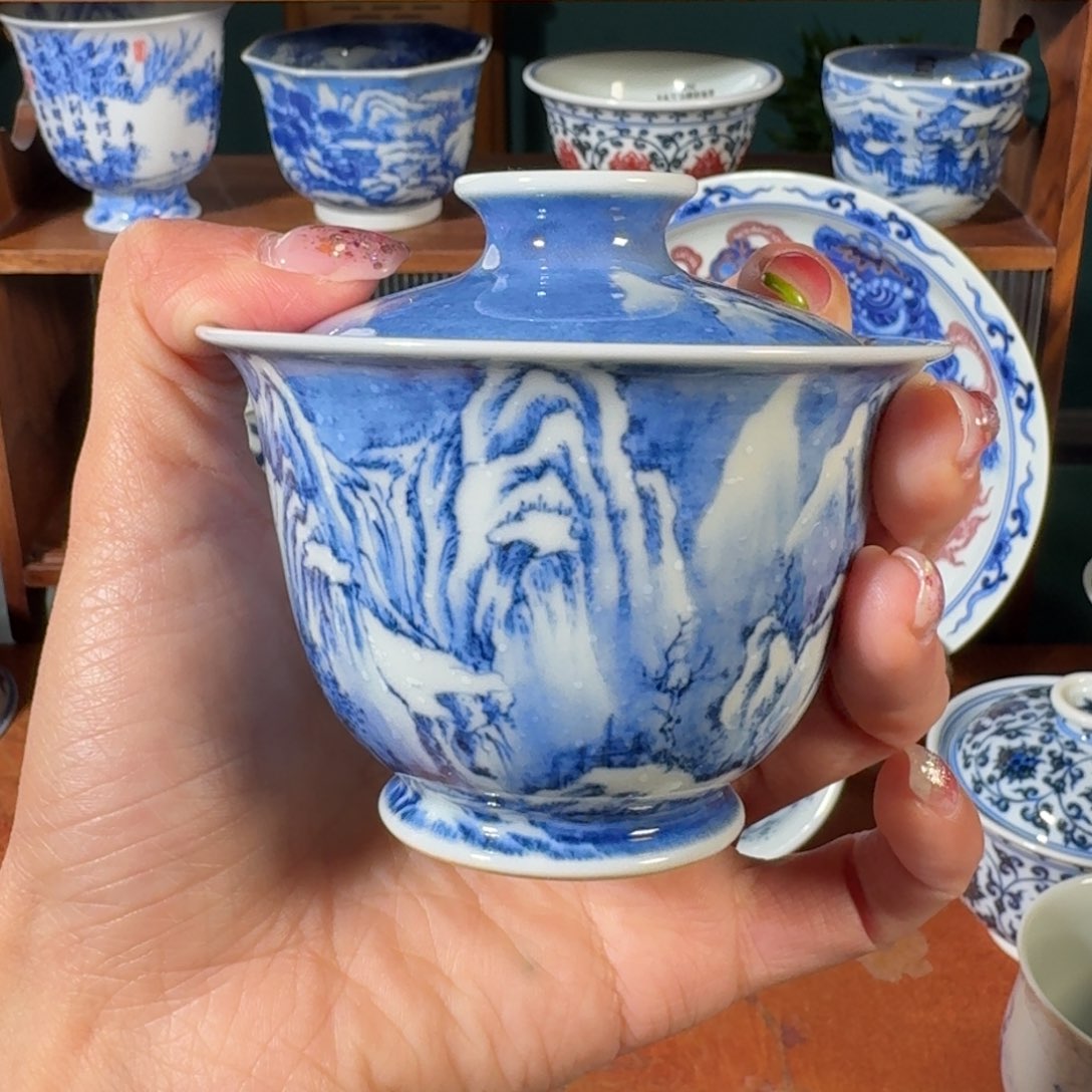 杯景琳藏雪景盖碗