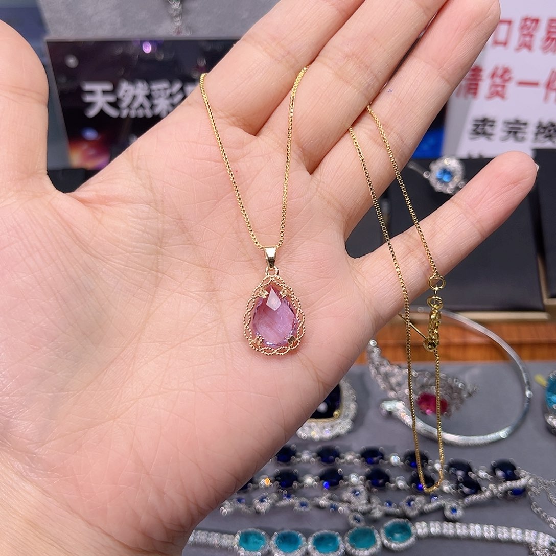 蓝宝石颈饰银S925镶嵌m 54