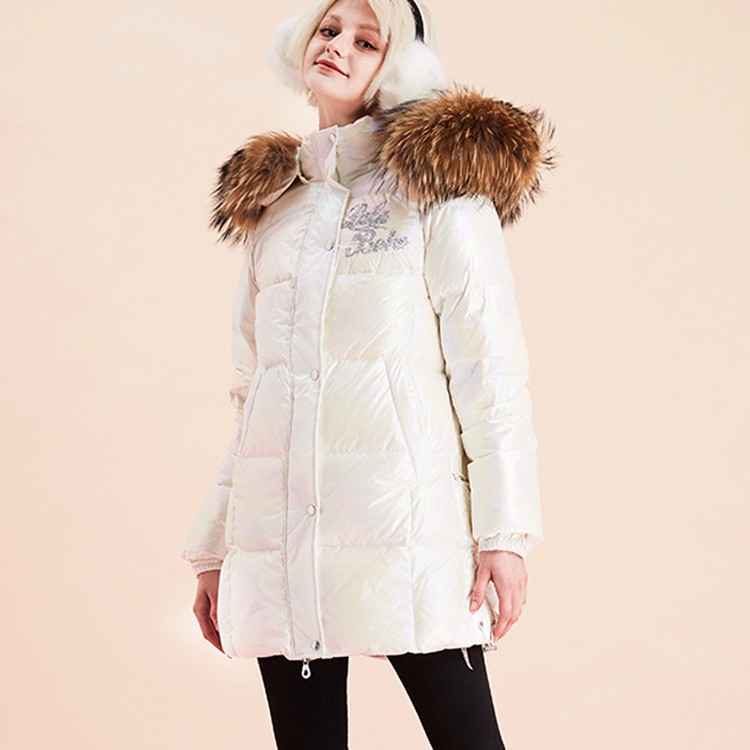 金源（尾货不退换）刺绣大毛领长款女L20E-WSYR19商场同款