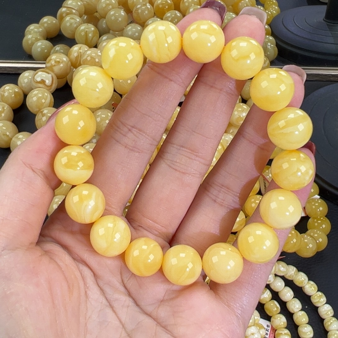 琥珀未镶嵌手链19.3黄白蜡