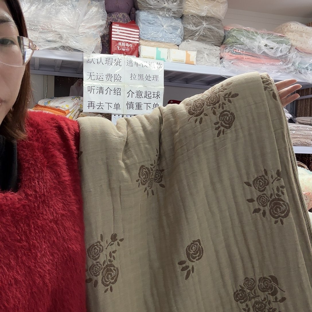 棉纯棉玫瑰花大尺寸盖毯