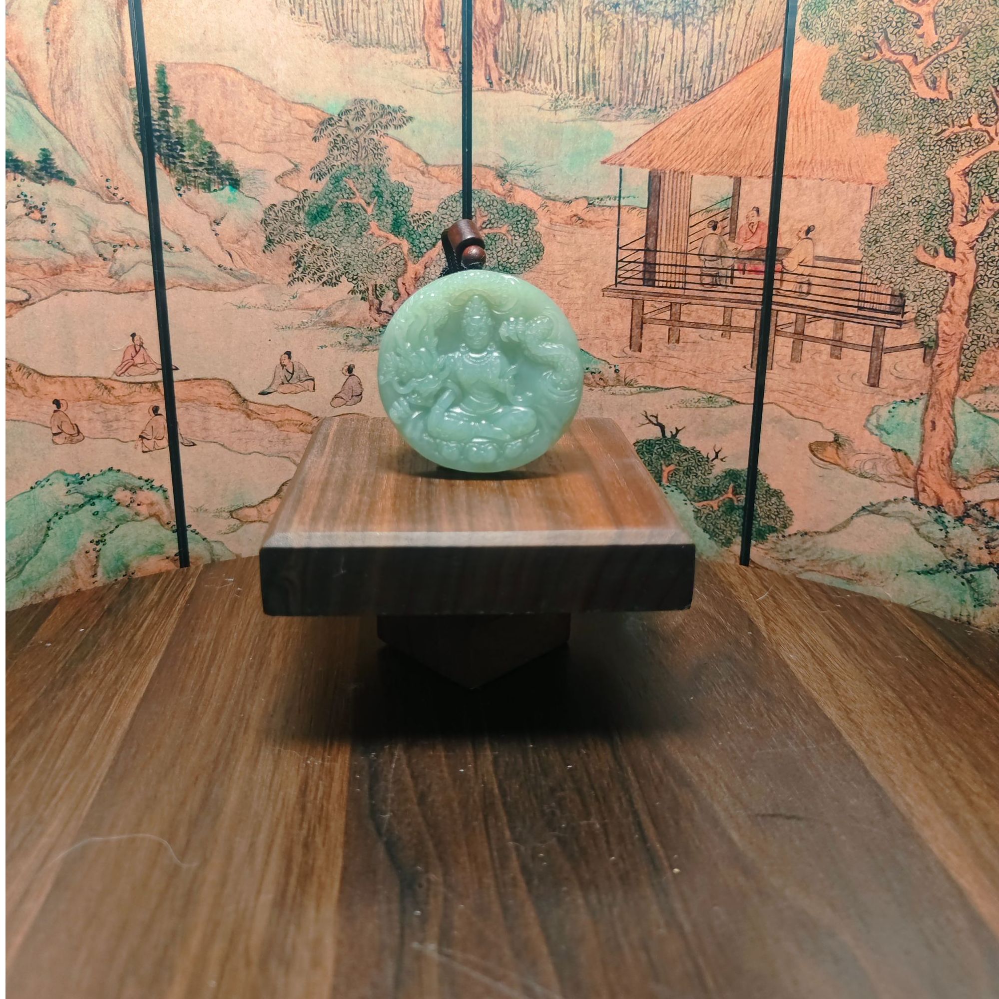 C和田玉御龙观音吊坠0071