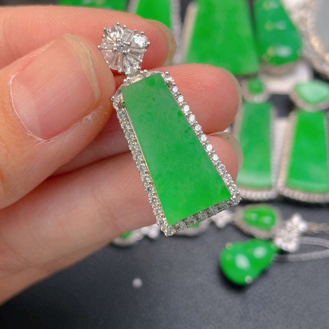 翡翠银S925镶嵌吊坠(不含链)