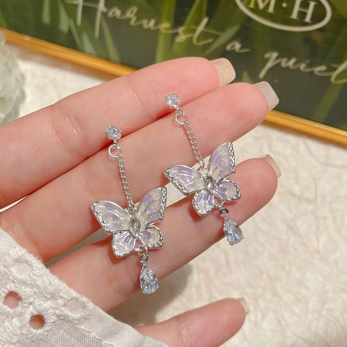 铜合金耳饰 1190小清新甜美耳钉气质精致仙气流苏耳饰女小众超仙