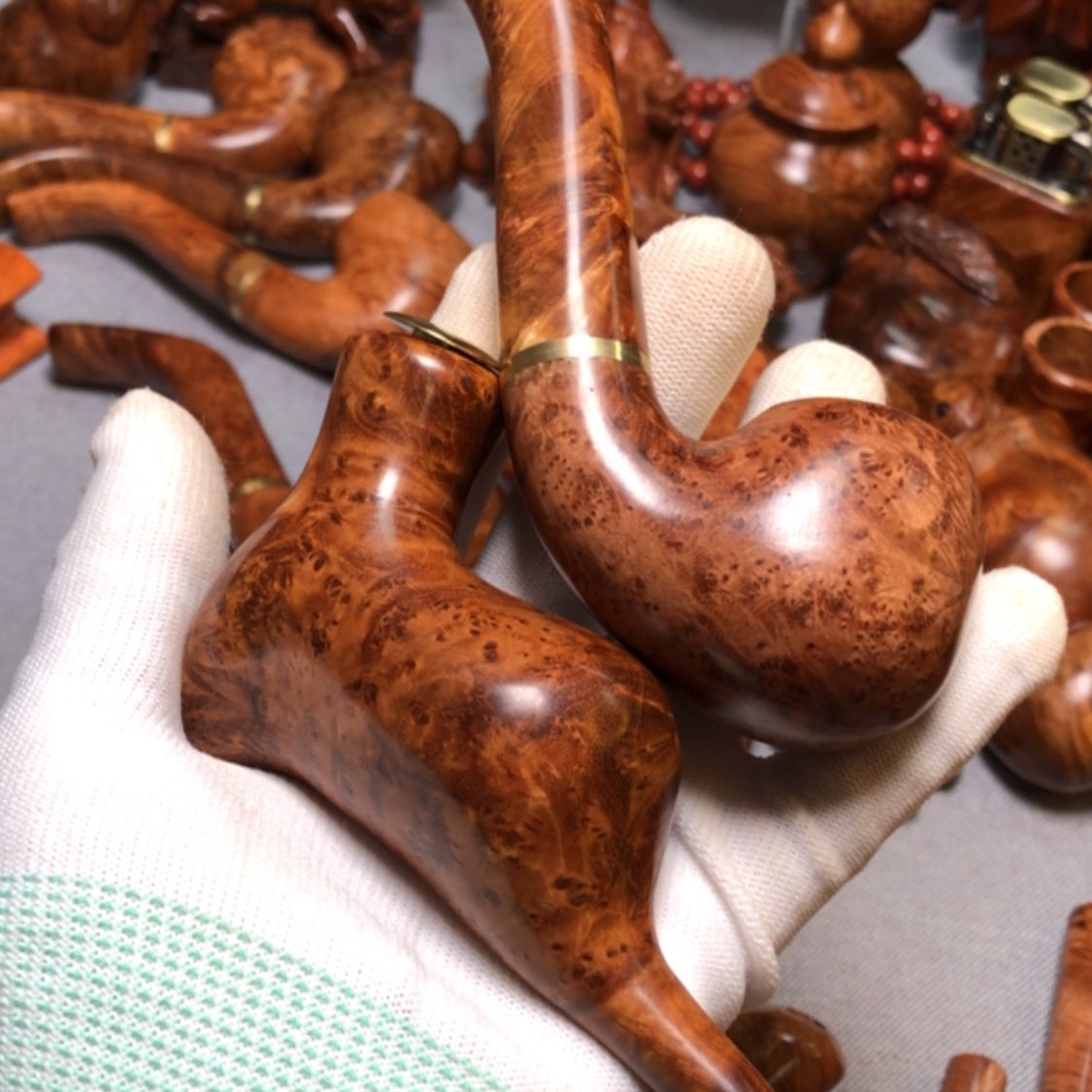 【闪购商品】木嗨麻梨疙瘩火琉璃手把件