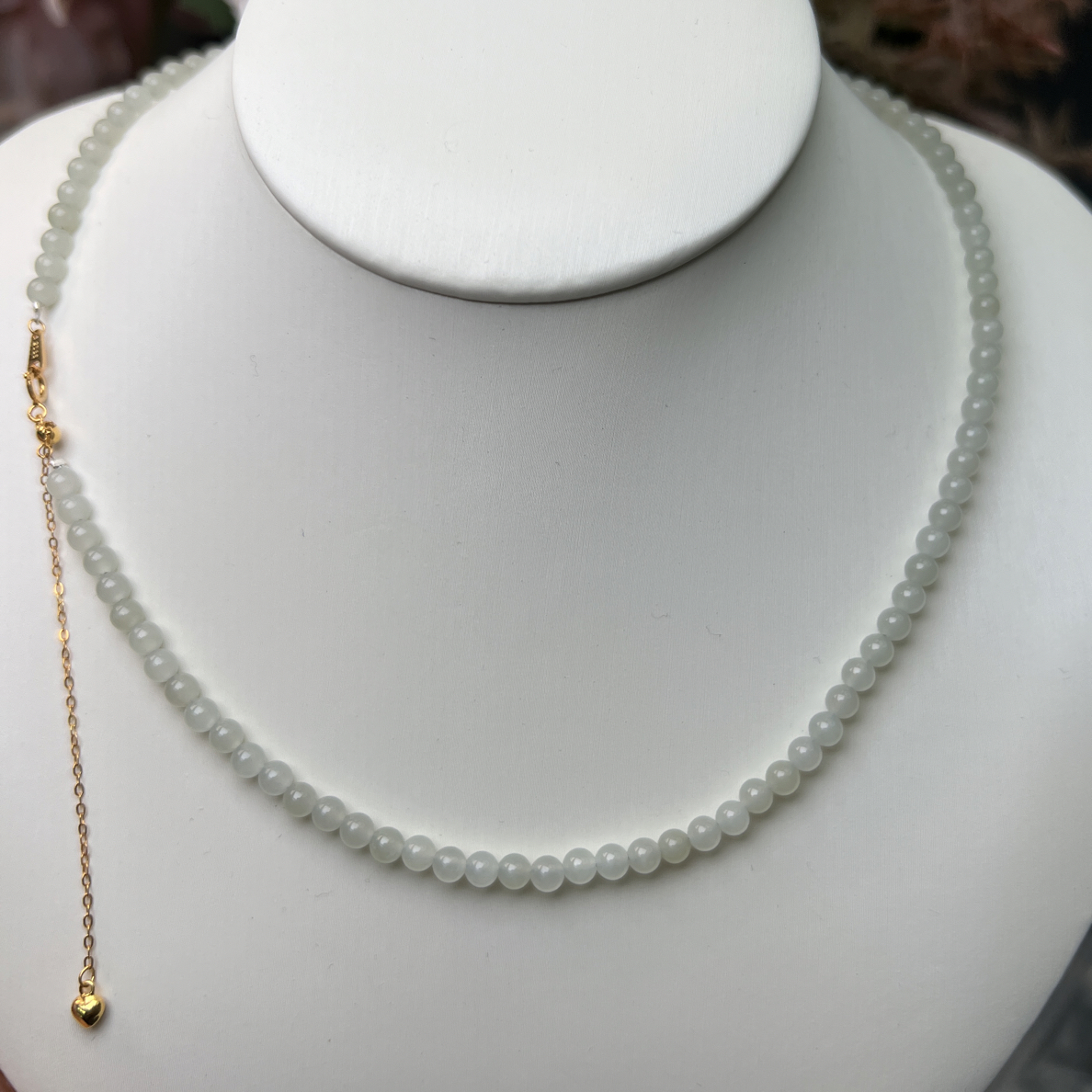 和田玉卡4mm小米珠项链编号112