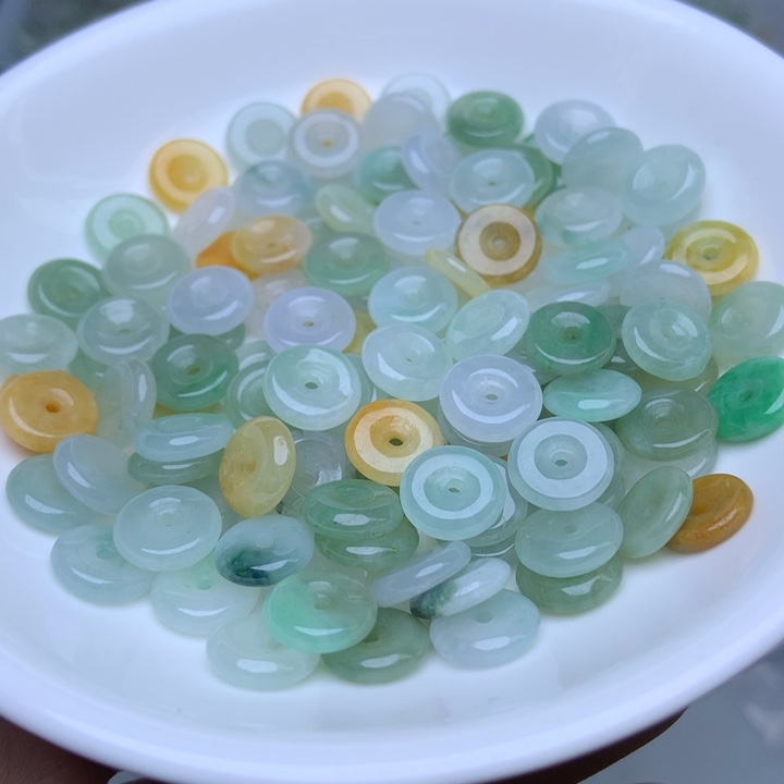 散珠翡翠卡9冰三彩平安扣10个