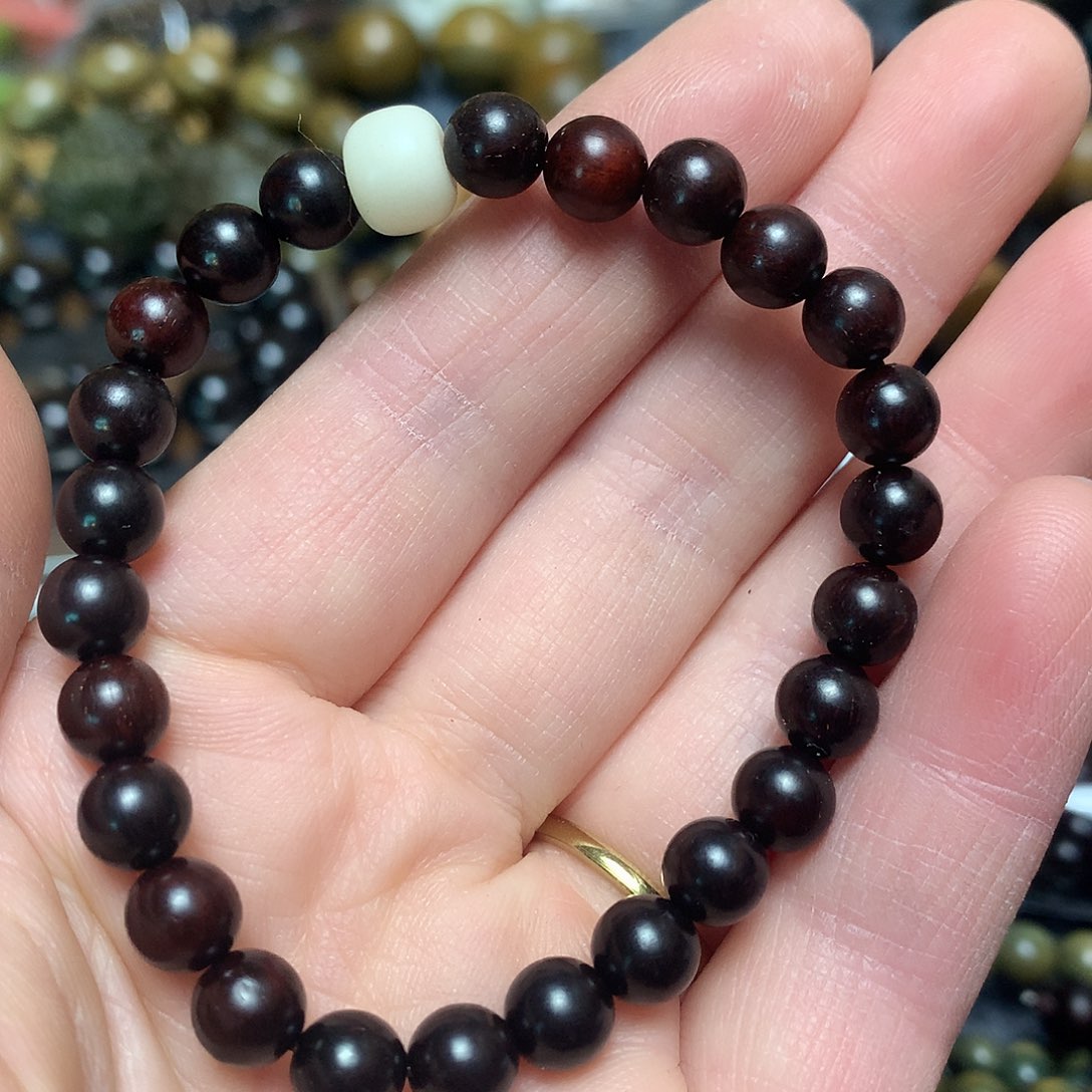 小叶紫檀手串/手链奶*白