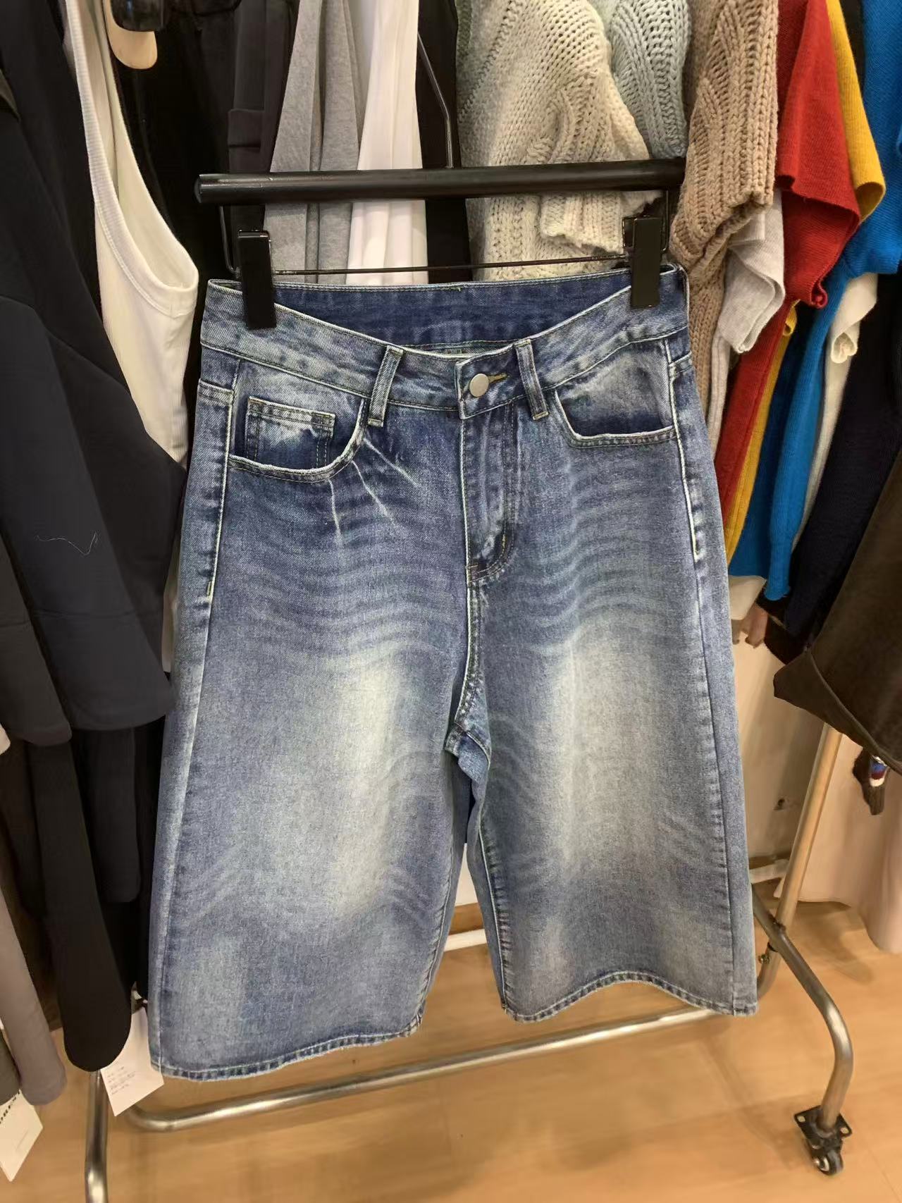 LEMON#523#库 做旧休闲水洗时尚牛仔裤浅蓝裤