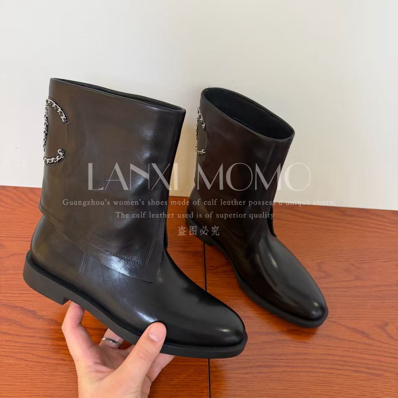  【若希】气质时尚百搭圆头女士黑色短靴25XZ680LX