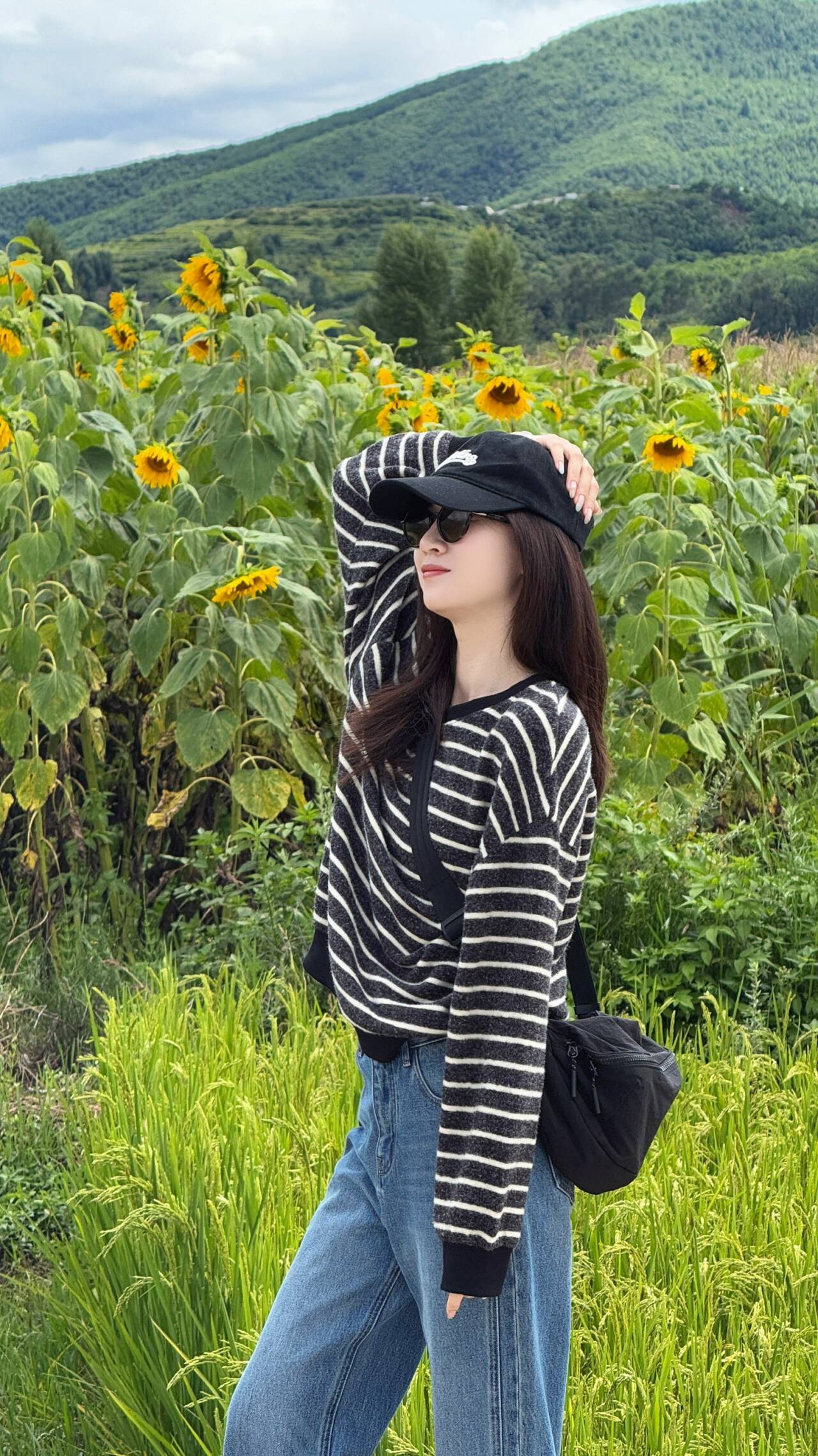 Y.M |  秋野旅行家 经典条纹设计绒感休闲韩系慵懒风卫衣 1467