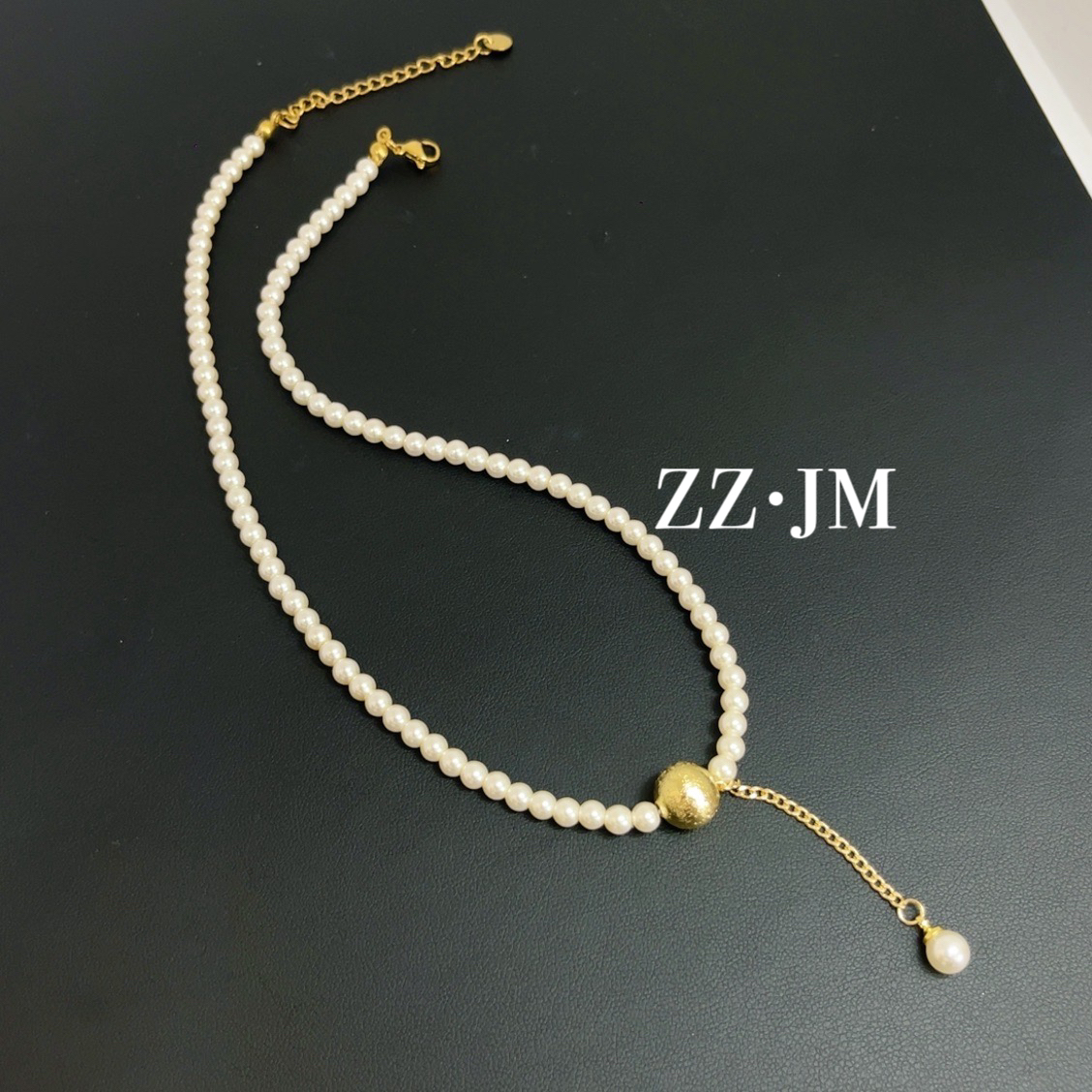 钛钢仿珍珠项链 （3流苏球球项链）时尚简约百搭精致