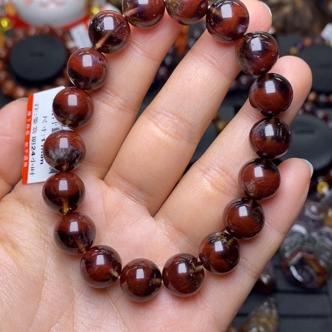 水晶A005老矿牛血红单圈11m未镶嵌悦*