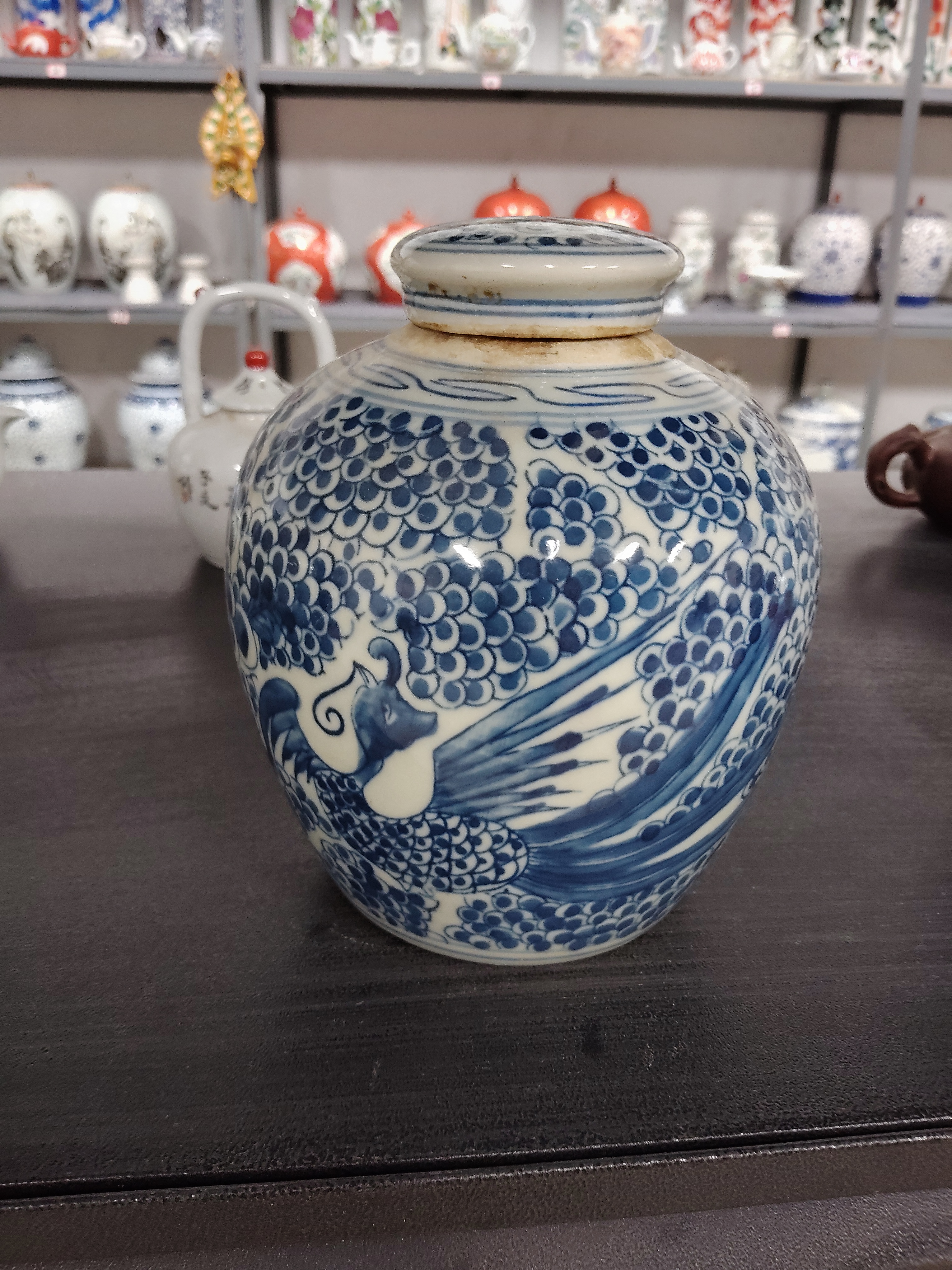 青花罐子一个，.全品相无磕碰手工