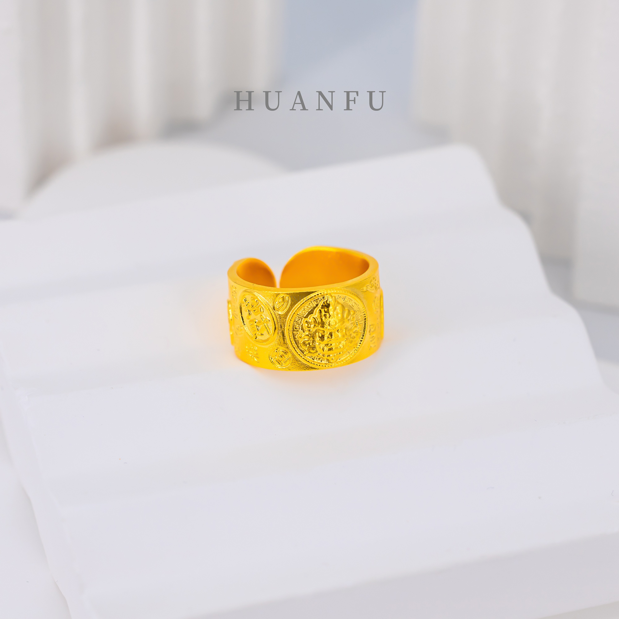 足银戒指 吉言黄财神戒指 气质时尚百搭简约经典