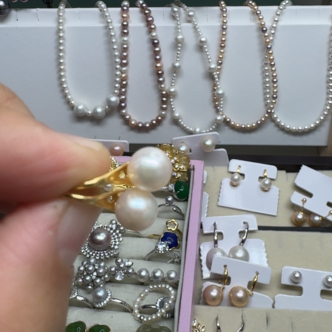 海水珍珠银S925镶嵌耳饰7mm海水ak高跟鞋耳钩，微瑕