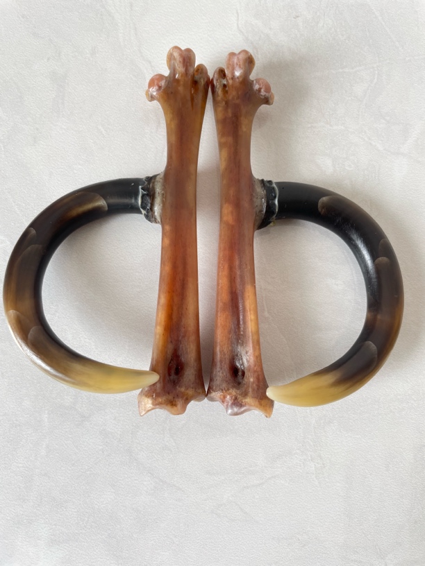 鸡爪骨手把件乌鸡半圈蹬一对