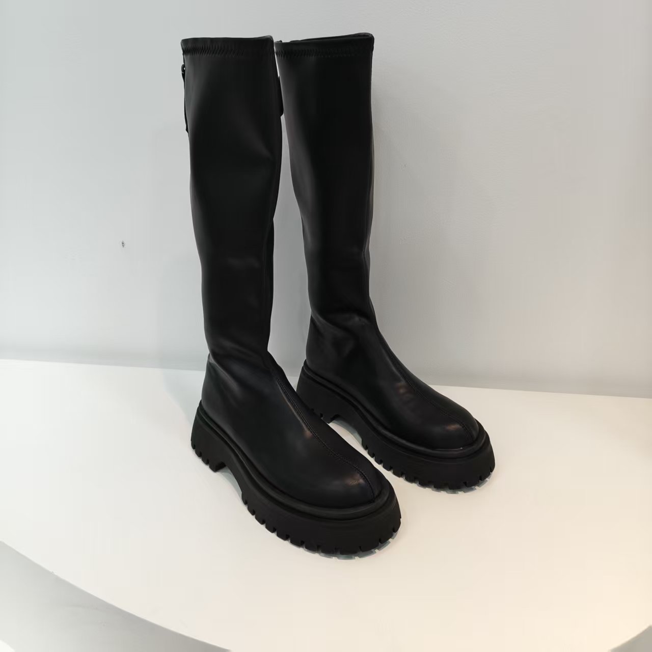 黑色【单里】B528-11长筒靴女2025新款靴女高筒显瘦百搭不过膝女靴