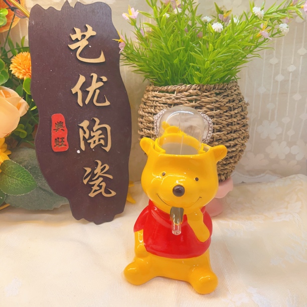 小熊维尼熊仓鼠水壶用品饮水器金丝熊落地式陶瓷易清洗防打翻啃咬
