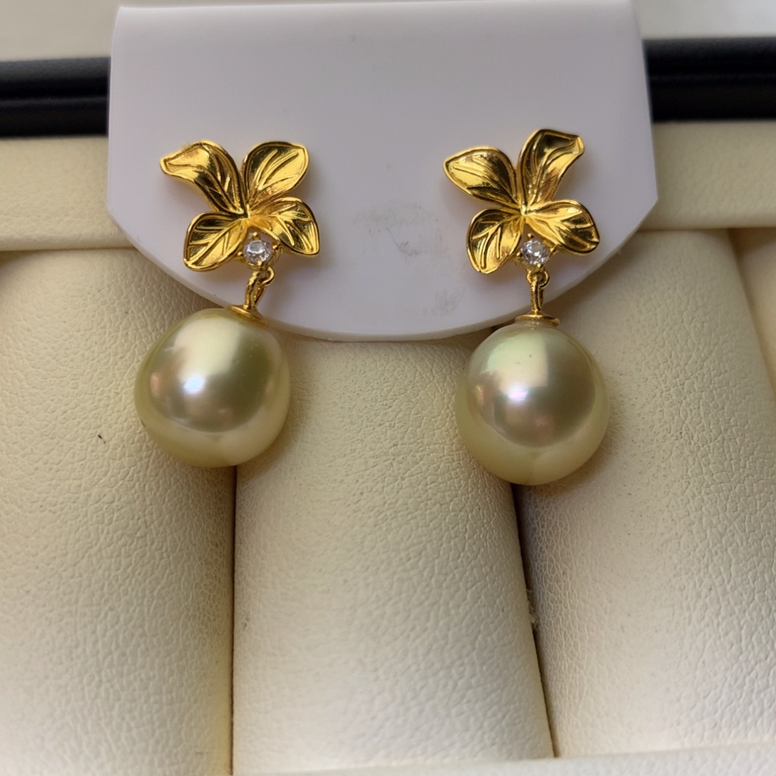 银S925镶嵌耳饰海水珍珠